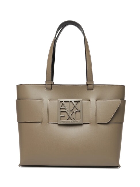 ARMANI EXCHANGE A|X BUCKLE Sac cabas porté épaule bar brun - Sacs pour Femme