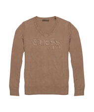 GUESS SAYLOR LOGO  Pull-over taupe de soie - Chandails pour femmes - 1