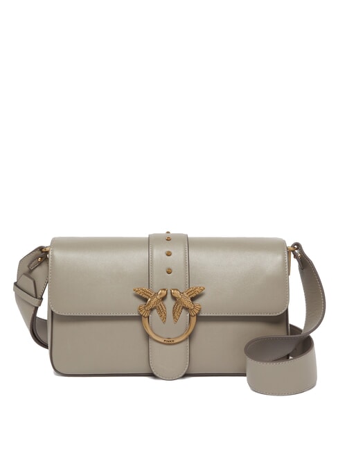 PINKO LOVE ONE CLASSIC SLOUCHY Sac à bandoulière en cuir noyer-or antique - Sacs pour Femme