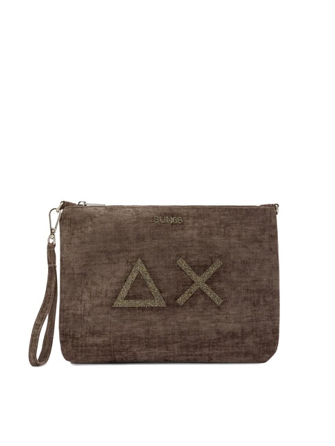 SUN68 VELVET Pochette en polyserine et bandoulière boue - Sacs pour Femme