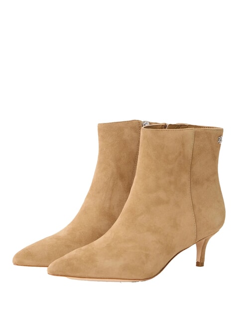 RALPH LAUREN MCKAY Bottines à talons bas en cuir suédé chameau - Chaussures Femme