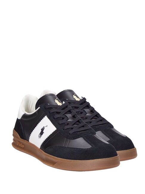 RALPH LAUREN HERITAGE AERA Baskets en cuir noir blanc - Chaussures Homme