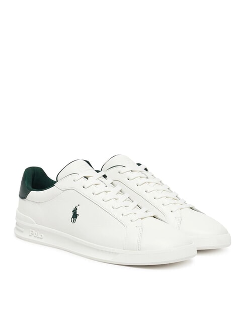 RALPH LAUREN HERITAGE COURT 2 Baskets en cuir deckwash blanc/forêt - Chaussures Homme