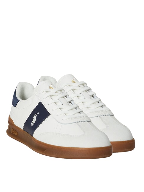 RALPH LAUREN HERITAGE AERA Baskets en cuir blanc cassé/bleu marine - Chaussures Homme
