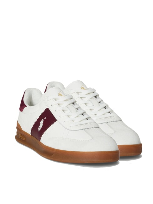 RALPH LAUREN HERITAGE AERA Baskets en cuir blanc cassé/vin - Chaussures Homme