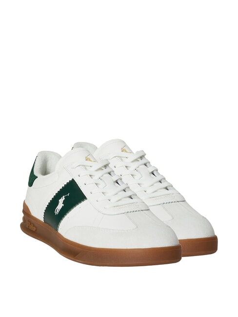 RALPH LAUREN HERITAGE AERA Baskets en cuir blanc cassé/forêt - Chaussures Homme