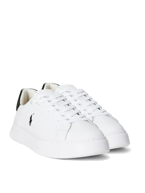 RALPH LAUREN RLITE COURT Baskets en cuir pp blanc/noir - Chaussures Homme