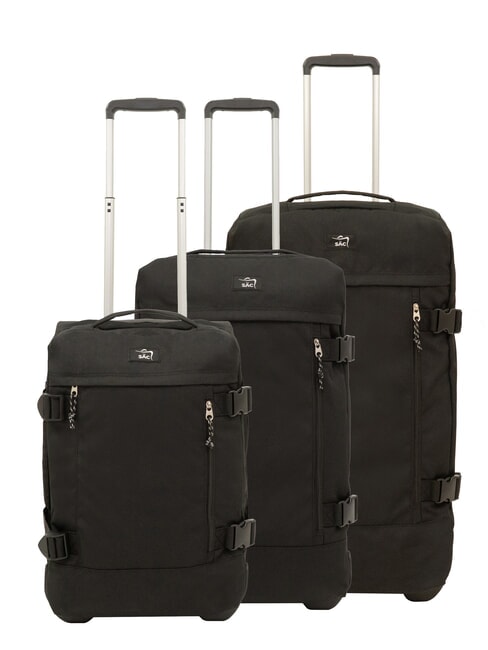 LESAC GLOBETROTTER 2 Lot de 3 chariots : cabine + moyen + grand noir - Ensemble Valises
