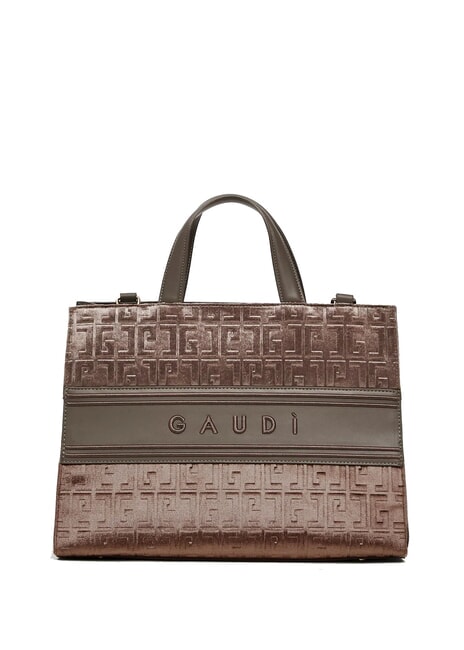 GAUDÌ ADA VELUR L Sac à main avec empiècements en velours taupe - Sacs pour Femme