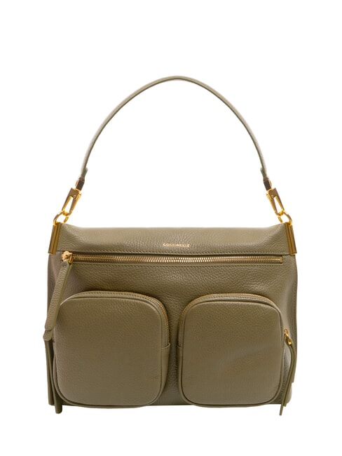 COCCINELLE HYLE Sac en cuir double fonction de taille moyenne vert laurier - Sacs pour Femme