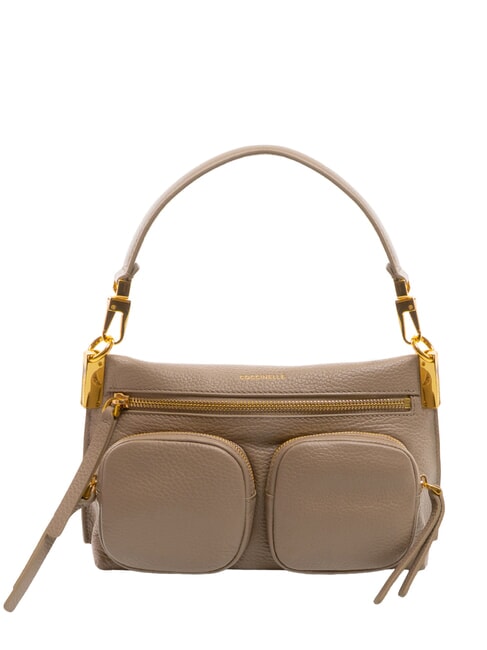 COCCINELLE HYLE Petit sac en cuir à double usage taupe chaud - Sacs pour Femme