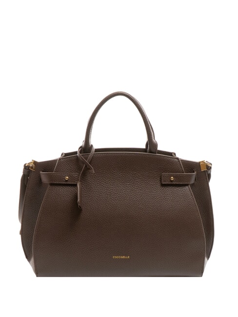 COCCINELLE KLICHE Sac à main en cuir avec bandoulière fondant marron - Sacs pour Femme