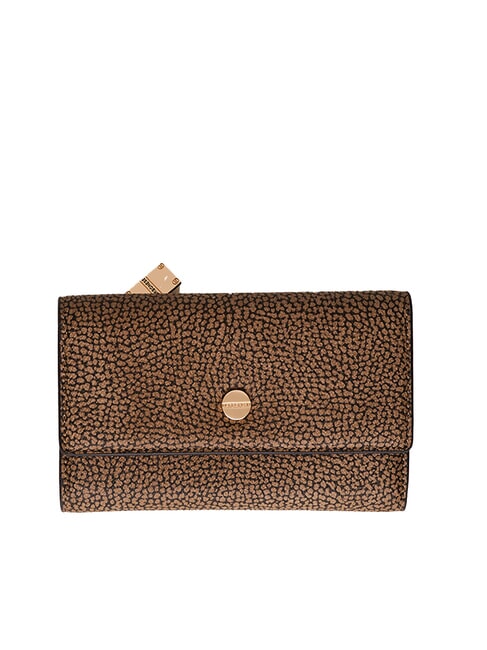 BORBONESE VITE COATED OP Portefeuille moyen à rabat op naturel / noir - Portefeuilles Femme