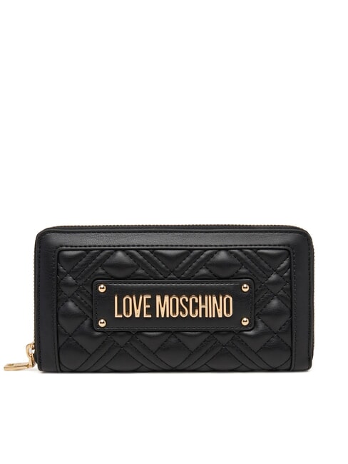 LOVE MOSCHINO QUILTED Grand portefeuille zippé Noir - Portefeuilles Femme