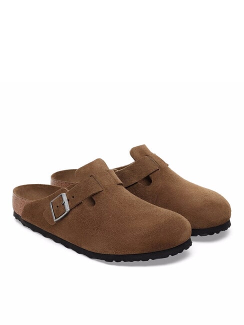 BIRKENSTOCK BOSTON Chausson en cuir suédé thé noir - Chaussures unisexe