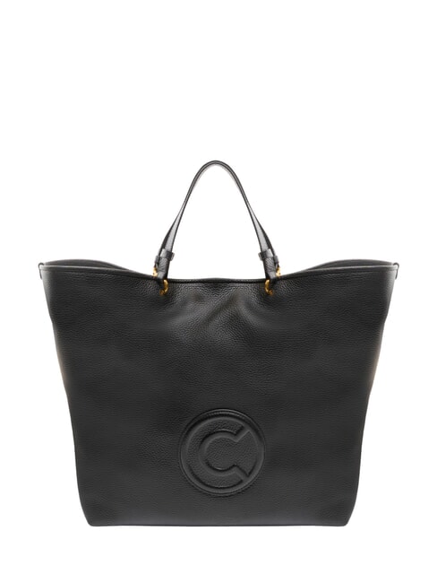 COCCINELLE CALLISTO Sac shopping en cuir avec logo en relief Noir - Sacs pour Femme