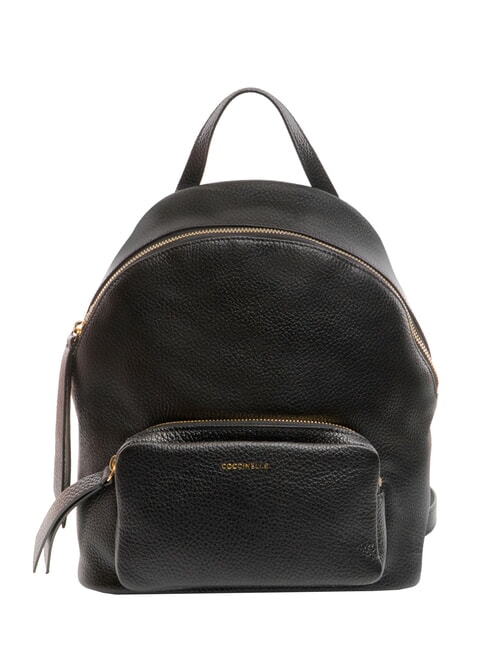 COCCINELLE JEN Sac à dos rond en cuir avec poche Noir - Sacs pour Femme