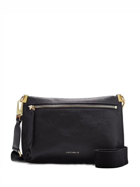 COCCINELLE HYLE Petit sac à bandoulière plat en cuir Noir - Sacs pour Femme