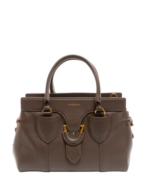 COCCINELLE YORK Sac à main en cuir martelé fondant marron - Sacs pour Femme