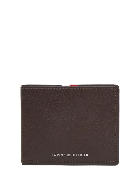 TOMMY HILFIGER TH CORP Portefeuille compact en cuir café en grains - Portefeuilles Homme