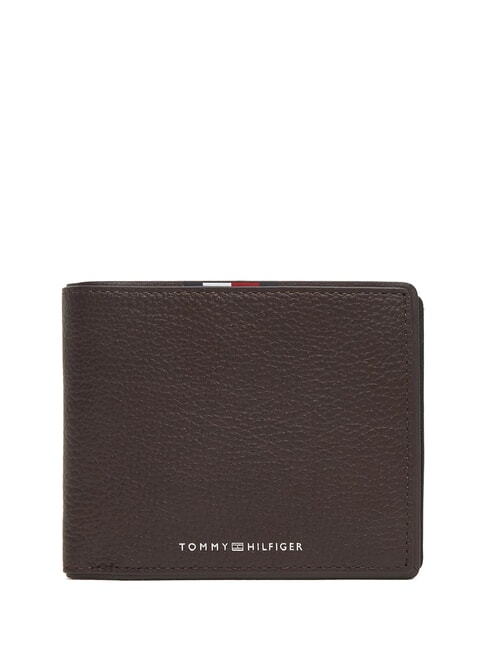 TOMMY HILFIGER TH CORP Petit portefeuille en cuir café en grains - Portefeuilles Homme