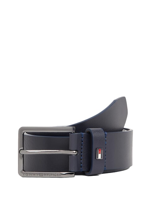 TOMMY HILFIGER OLIVER Ceinture en cuir fabriquée en Italie bleu sidéral / noir - Ceintures