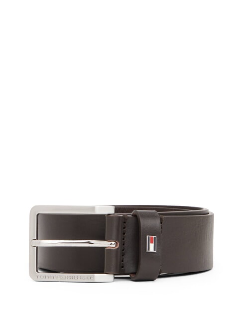 TOMMY HILFIGER OLIVER Ceinture en cuir fabriquée en Italie Brun - Ceintures