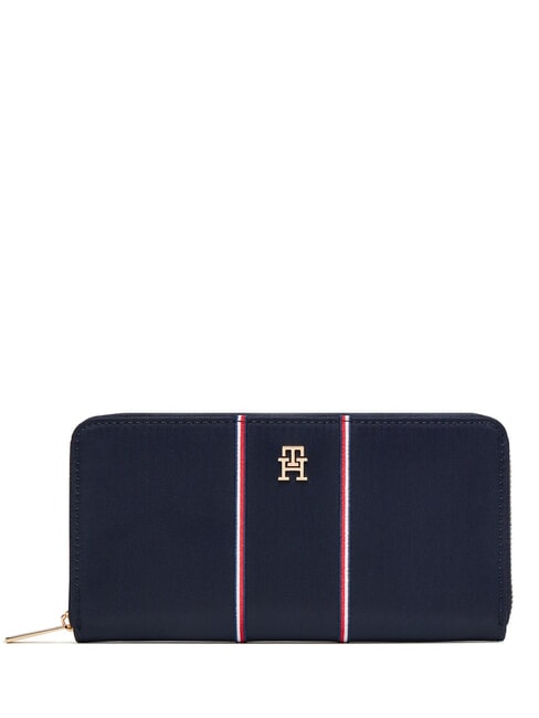 TOMMY HILFIGER TH ICON Portefeuille zippé société bleue - Portefeuilles Femme