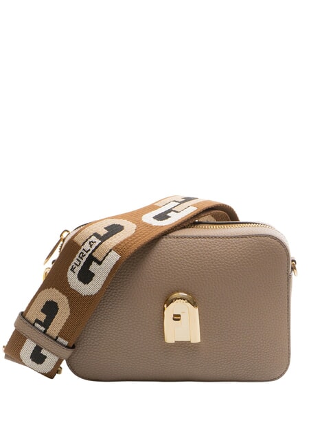 FURLA GARDENIA Sacoche pour appareil photo en cuir imprimé Keria tons taupe + cognac - Sacs pour Femme