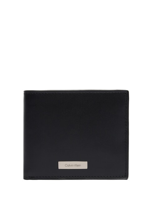 CALVIN KLEIN CK PLAQUE Portefeuille en cuir sur noir - Portefeuilles Homme