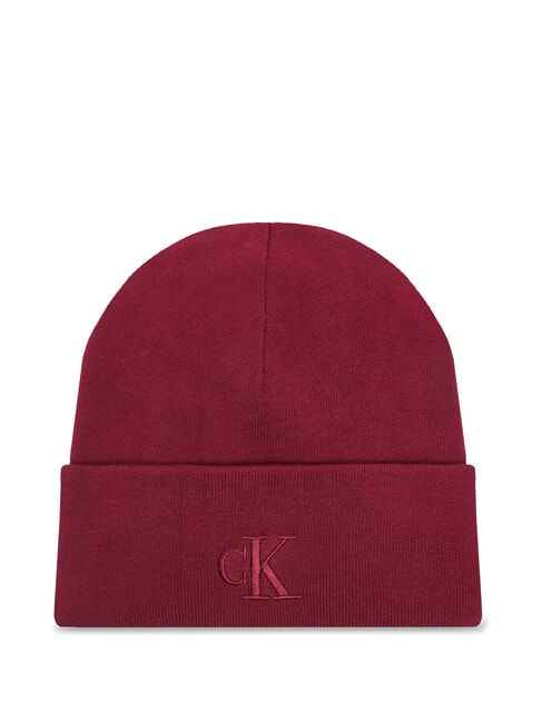 CALVIN KLEIN MONOGRAM EMBROIDERY  Chapeau rouge betterave - Bonnets