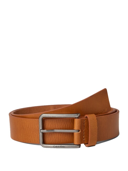 CALVIN KLEIN WARMTH  Ceinture en cuir ck cognac/argent antique - Ceintures