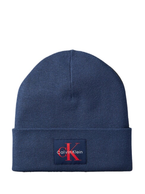 CALVIN KLEIN MONOLOGO PATCH FINE  Capuchon océan noir/éclairé par la lune - Bonnets