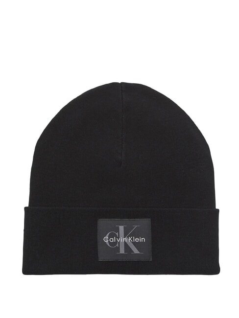 CALVIN KLEIN MONOLOGO PATCH FINE  Capuchon sur noir - Bonnets
