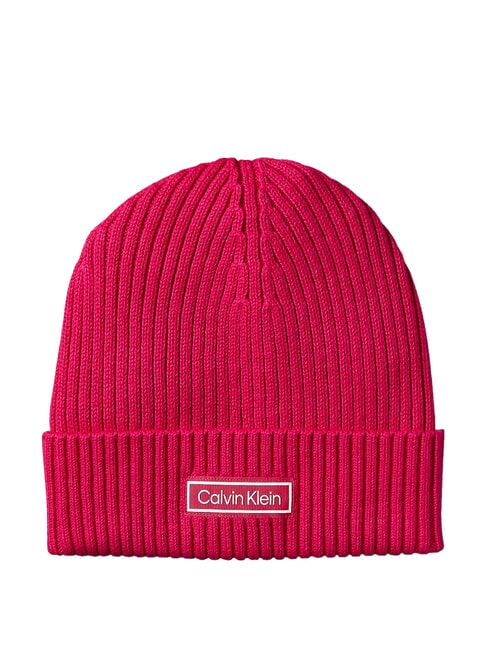 CALVIN KLEIN PATCH CHUNKY RIB  Capuchon pétunia rose - Bonnets