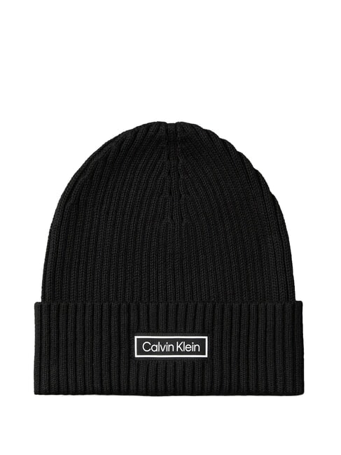 CALVIN KLEIN PATCH CHUNKY RIB  Capuchon sur noir - Bonnets