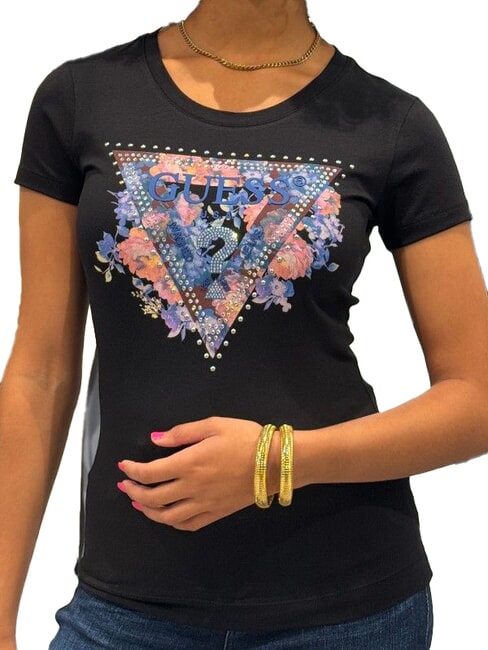 GUESS SS CN PEONY TRIANGLE T-shirt à manches courtes avec imprimé jetbla - T-shirt