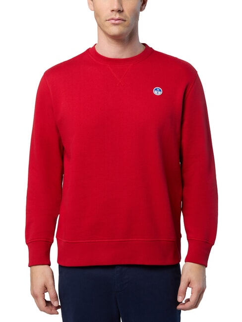 NORTH SAILS ROUND LOGO Sweat-shirt ras du cou en coton lave rouge - Pulls molletonnés