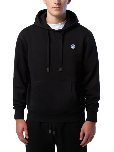 NORTH SAILS ROUND LOGO Sweat à capuche en coton noir - Pulls molletonnés
