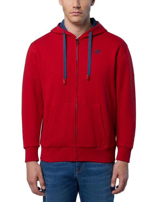NORTH SAILS LOGO Sweat à capuche entièrement zippé lave rouge - Pulls molletonnés