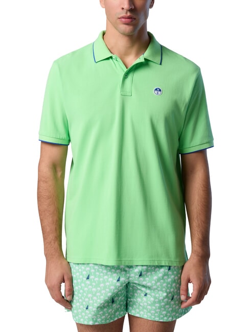 NORTH SAILS COLLAR STRIPED Polo à manches courtes en coton vert d'été - chemise polo