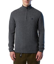 NORTH SAILS N|S Pull col roul&eacute; demi-zip m&eacute;lange gris moyen - Pulls pour hommes - 1