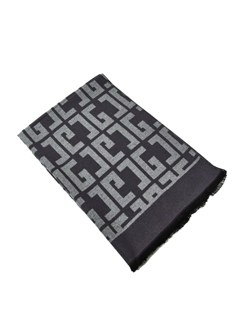 GAUDÌ ESTELLE Écharpe à franges avec logo all-over gris - Écharpes