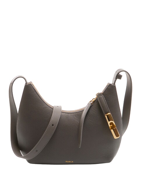 FURLA GOCCIA Sac bandoulière en cuir martelé gris urbain - Sacs pour Femme