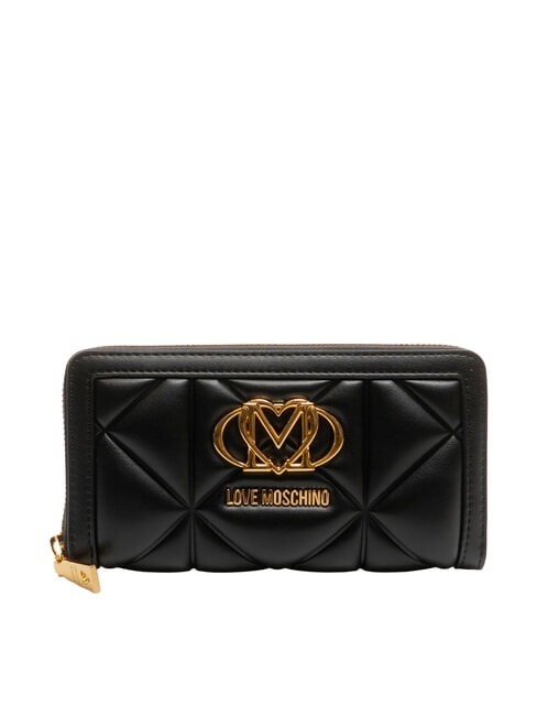 LOVE MOSCHINO EMBOSSED Grand portefeuille zippé Noir - Portefeuilles Femme