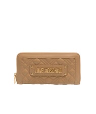 LOVE MOSCHINO QUILTED Grand portefeuille zipp&eacute; beige - Portefeuilles Femme - 1