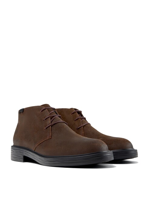 CAMPER DEAN Bottines à lacets en cuir nubuck brun foncé - Chaussures Homme