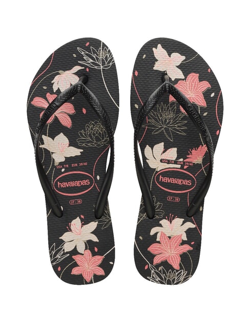 HAVAIANAS SLIM ORGANIC Tongs noir/cendre foncé/rose clair - Chaussures Femme