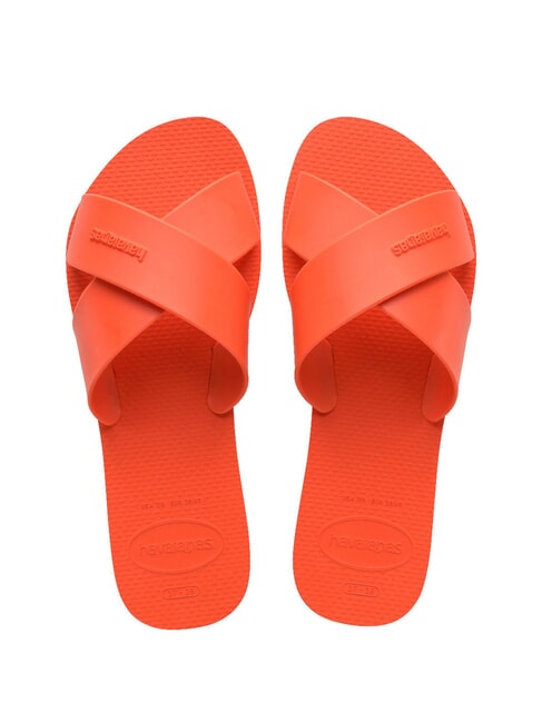 HAVAIANAS AQUA Chausson à bandes croisées coucher de soleil orange - Chaussures Femme