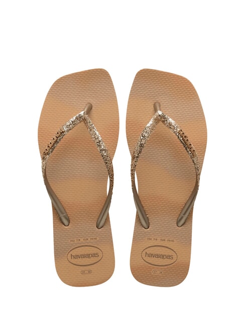HAVAIANAS STYLESLIM SQUARE GLITTER Tongs carrées d'or - Chaussures Femme